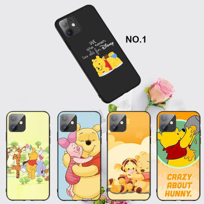 Casing หรับ iPhone 14 13 11 Pro Max 11 Mini 8+ 8 Plus EL119 Winnie the Pooh Cartoon Pattern Phone เคสโทรศัพท์ อ่อนนุ่ม TPU Shockproof Black ปก