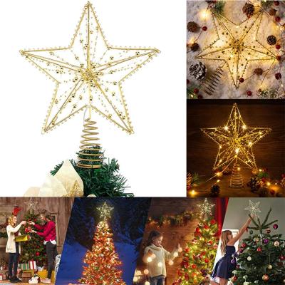 [wondering] ต้นคริสต์มาส T Opper ดาวที่มีไฟ LED เชือก G Litter ต้นคริสต์มาสโคมไฟดาวด้านบนสำหรับคริสต์มาสตกแต่งบ้าน