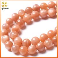 QIZI9595 หินอัญมณี Sunstone ลูกปัดหินธรรมชาติ สีส้มสีส้ม 6mm ครับ ลูกปัดกลมหลวม พลังงานคริสตัลบำบัดพลังงาน หินพลังงานคริสตัล สำหรับสร้อยคอสร้อยข้อมือ DIY