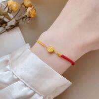 d363218 สร้อยข้อมือเชือกนําโชค ไทเทเนียมเหล็ก สีทอง 18K สีแดง สไตล์ใหม่