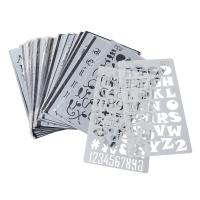 24pcs Hollow ภาพวาดลายฉลุตัวอักษรตัวอักษรจำนวน Planner ชุด Stencils สมุดบันทึกไดอารี่ Crafting DIY Drawing แม่แบบ-hsdgsda