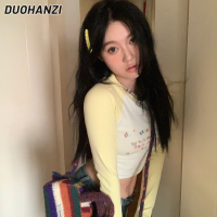 DUOHANZI เสื้อเชิ้ตหลายเลเยอร์ด้านในสไตล์อินสไตล์เกาหลีบางเสื้อยืดผ้าฝ้ายแขนยาวสั้น