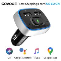 Govoce บลูทูธชาร์จแบตรถกับสิริและการควบคุม Google เสียง USB ที่ชาร์จในรถไร้สายชาร์จเร็วสำหรับโทรศัพท์