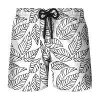 Simple Plant Leaves Pattern กางเกงขาสั้นกระดานโต้คลื่นกางเกงขาสั้นผู้ชาย 3D Print Casual Hawaii Beach Ice Shorts ชุดว่ายน้ำ Quick Dry Swimming Pants