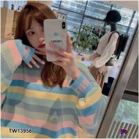 TW13958 เสื้อแขนยาวลายริ้ว Striped long sleeve shirt