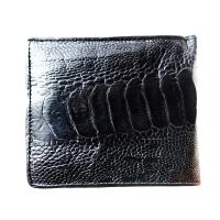 (Super Black) Very Pretty And Nice Genuine Ostrich Bifold Wallet for Unisex งานสวย งานเนียบ กระเป๋าสตางค์ใช้ได้ทั้งสตรี-บุรุษ หนังขานกกระจอกเทศแท้ สวยมาก สำหรับผู