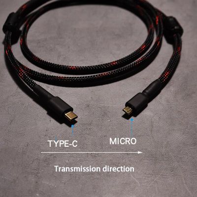 สาย Hifi USB คุณภาพสูง Type C ไปยัง Micro Mini B USB 2.0สายข้อมูลไมโครโฟนเอนกประสงค์สำหรับถอดรหัสการ์ดเสียงเครื่องพิมพ์ DAC