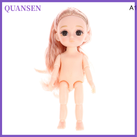 QUANSEN 1PC 1/12 17cm MINI CUTE 3D Big Eyes CURLY braided hair Naked Girls DIY House