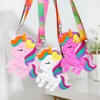 Toddler Kids Cute Rainbow Unicorn Shoulder Bag Little Girl Kawaii Silicone Crossbody Purses Kids Mini Handbags