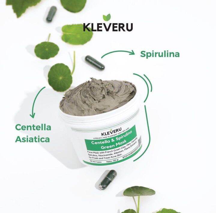 (Masker Viral) KLEVERU Centella and Spirulina Green Mask Lazada Indonesia