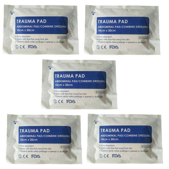 5pcs 10x20cm Trauma Pad Sterile Nonwoven Cotton Pad Wound Hemostatic