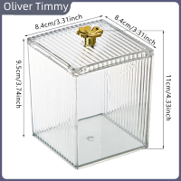 [Oliver Timmy] โหลสำลีก้านเก็บในห้องน้ำผู้จัดเก็บข้อมูลแต่งหน้ากล่องผ้าฝ้ายกล่องเก็บของเครื่องสำอางค์พัฟกล่องอาหารสี่เหลี่ยม