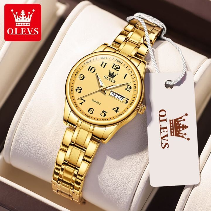 olevs-ต้นฉบับนาฬิกาข้อมือผู้หญิงแบรนด์หรูชั้นนำโลหะกันน้ำไม่ขึ้นสนิมของขวัญนาฬิกาข้อมือสตรีทองสำหรับแฟนสาว