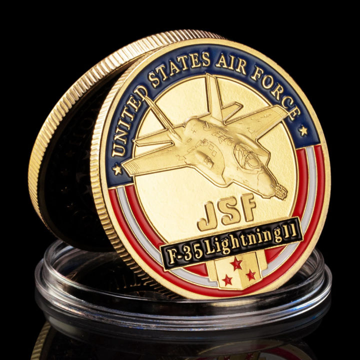 เหรียญความท้าทายของกองทัพอากาศสหรัฐชุบทองเหรียญที่ระลึก-f-35สายฟ้า-ii-jsf-ของที่ระลึกและ-s
