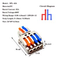 1pcs SPL-424 New type wire connection terminal block mini fast power push in Cable connector electrical wire terminal block Electrical Connectors