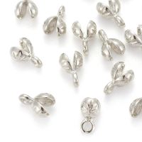 20pc Platinum Brass Bead Tips Calotte Ends Clamshell Knot Cover 8.5x4x4.5mm Hole: 1mm