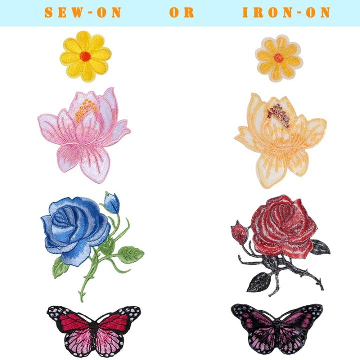 20-pcs-flowers-butterfly-iron-on-patches-sew-on-embroidery-applique-patches-for-arts-crafts-diy-decor-jeans-jackets-bags