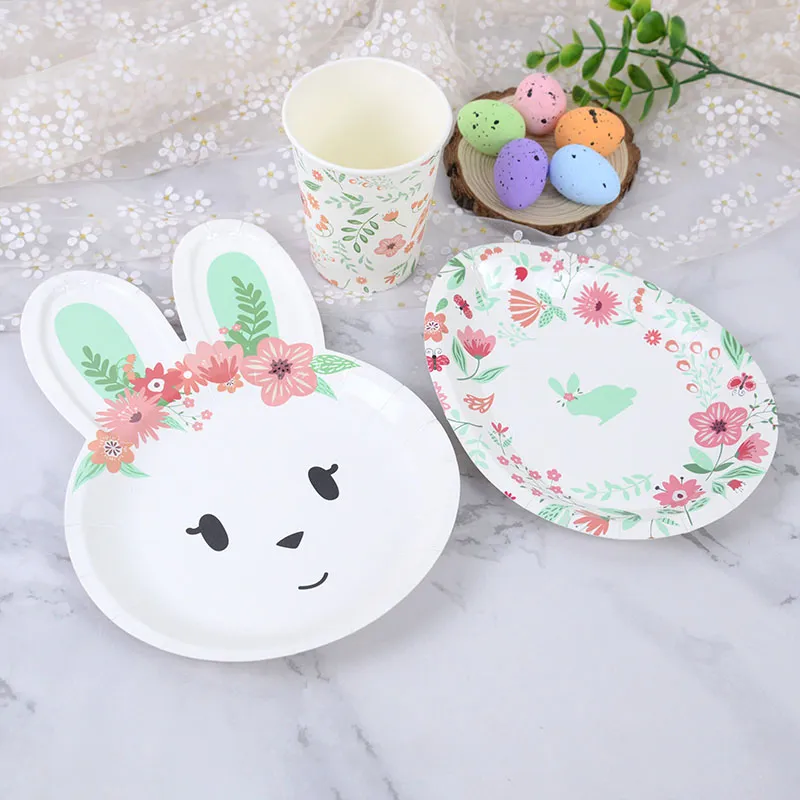 8Pcs Paper Plates Carrot Shape Cartoon Disposable Vegetable Tableware Thick  Paper Trays Dishes Happy Easter Day