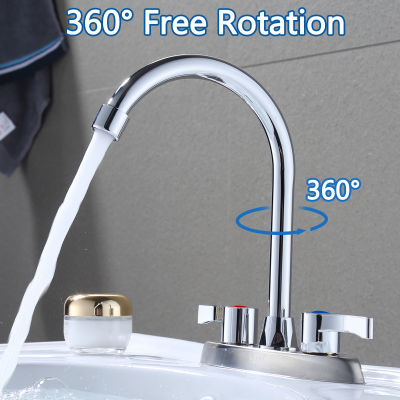 Bathroom Basin Faucet Brass Lead-free Hot and Cold Water Faucet Two Handle Mixers Tap Deck Mount Wash Tub Fauctes