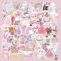 63pcs Cute Girls Pink Cartoon Stickers Aesthetic Decoration For Fridge Phone Notebook Stationery Wall Decals Kids DIY Toy