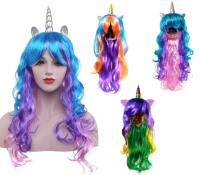 วิกผมยูนิคอร์น วิกผมปลอม ผมปลอม วิกผม ยูนิคอร์น พรอพยูนิคอร์น โพนี่ วิก วิกผม วิกผมยาว ผมยาว สีรุ้ง Rainbow Unicorn Long Hair Wig Pony Fancy Costume