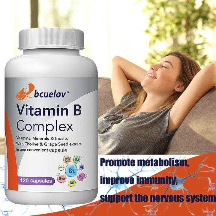 Vitamin B Complex Supplement 120 Capsules Boosts Immunity