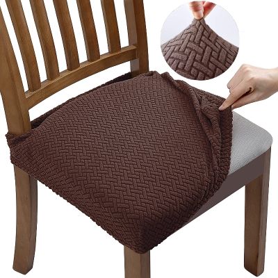 New Design Jacquard Chair Seat Covers Removable Washable Anti-Dust Stretch Spandex Dining Room Upholstered Chair Seat Slipcovers