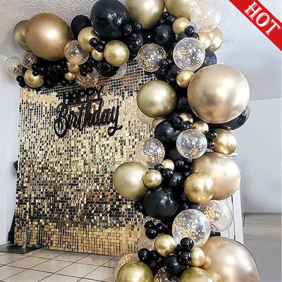 122pcs Black Golden Balloon Garland Kit Gold Confetti Latex Ballon 30th 40th 50th Happy Birthday Baby Shower Party Decoration