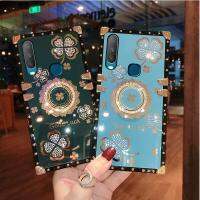 【Great. Cell phone case】 เคส Vivo Y11 Y12 Y15 Y17 Y19 Y91C หรูหราเคสโทรศัพท์รูปใบโคลเวอร์ระยิบระยับแบบสี่เหลี่ยมมีห่วงป้องกันการกระแทก