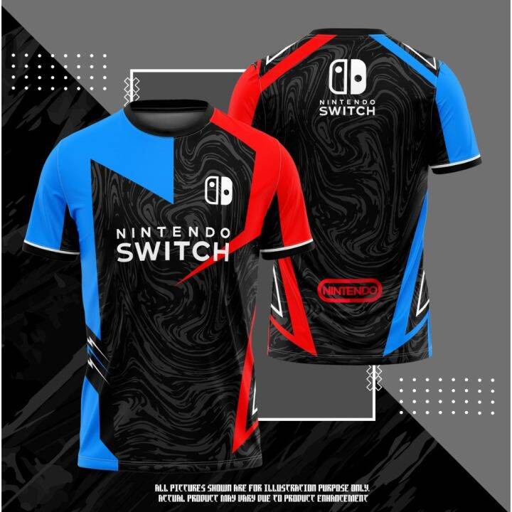 Nintendo Switch Neon Red Blue Sublimation Tshirt Nintendo Switch