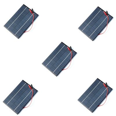 5X 4.2W 18V Solar Cell Polycrystalline Solar Panel+Crocodile Clip for Charging 12V Battery 200X130X3MM
