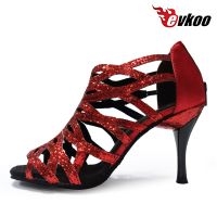 Evkoodance Hot New Design Professional Leather Sole Salsa Ballroom 8.5Cm Heel  Latin Dancing Shoes For Women 5 Colors Evkoo-381