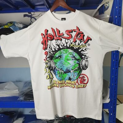 Real Oversized Hellstar Studios Globe Tee European And American High Street Trend Men Short Sleeved T-Shirt