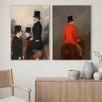 ◊☊✴ Gentleman on Horseback Portrait Oil Painting Vintage Art Print Antique Equestrian Horse Riding Soldier Poster Canvas Pictures