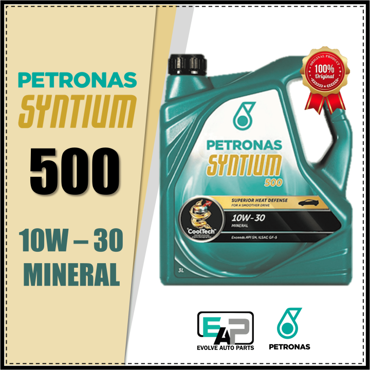 PETRONAS Syntium 500 (10W-30 Mineral) 3 Liter Engine Oil with Cooltech ...