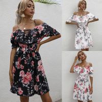 ❁ Women Strap Floral Print Lace Backless Dress Summer Floral Ruffle Dress - Sexy - Aliexpress