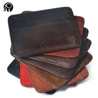 Baru Tipis Asli Kulit Dompet Mini Slim Bank Pemegang Kartu Kredit Pria Bisnis Kecil ID Case untuk Man Dompet 6 Slot Kartu Kredit