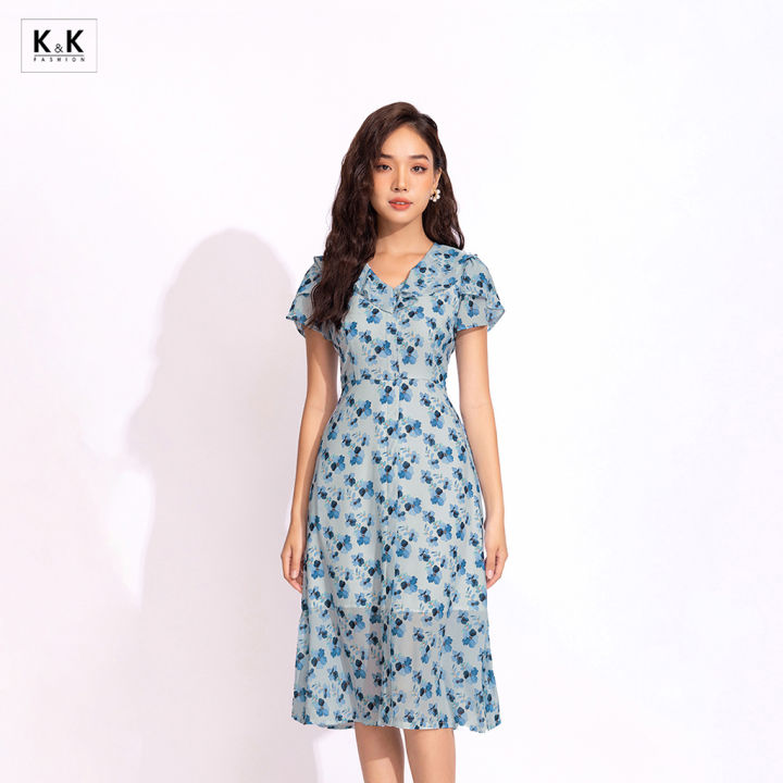 Đầm Hoa Dáng Chữ A Cổ Viền Bèo K&K Fashion KK140-36 Chất Liệu Tằm ...
