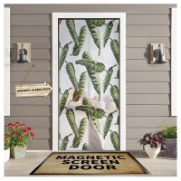 【LZ】❍♙∋  Tropical Plant Banana Leave Door Curtain Bedroom Magnetic Mosquito Screen Kitchen Insect Proof Window Mosquito Net