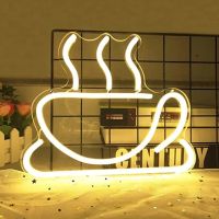 ป้ายไฟ LED ส่องสว่างปากการูปหัวใจกาแฟสำหรับร้านกาแฟบาร์ร้านอาหารเครื่องตกแต่งฝาผนังป้ายไฟนีออนตัวอักษร USB เบียร์ผับห้องนอนงานเลี้ยงวันเกิด