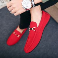 Sepatu Desainer Pria Zapatos De Hombre Sepatu Kulit Slip-On Sepatu Kasual PRA Dewasa Sepatu Pantofel Berkendara Merah But Antiselip