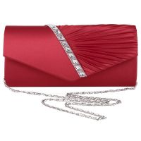 Ladies Diamond Ruffle Party Prom Bridal Evening Envelope Clutch Bag, LY6682 apricot