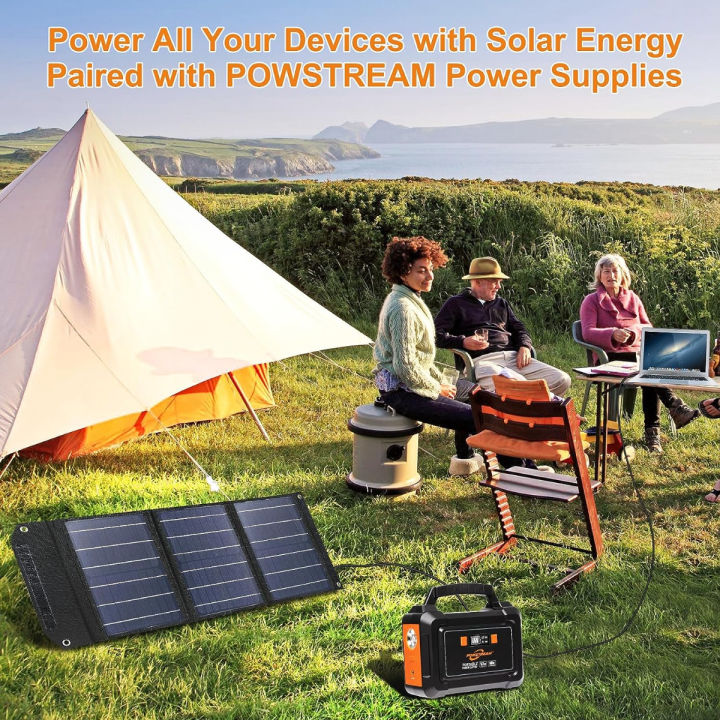 powstream-30w-portable-foldable-solar-panel-with-qc3-0-usb-ports-amp-changeable-10-in-1-dc-head-for-power-station-generator-cell-phone-ipad-laptop-outdoor-camping-rv-trip-home-energy-conservation