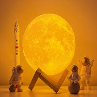 ☽♦▪ LED Night Light 3D Print Moon Lamp 8CM/12/20CM Battery Powered With Stand Starry Lamp 7 Color Bedroom Night Lights Kids Gift