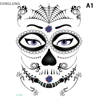 ?ZONGLONG? ใหม่สติกเกอร์รอยสักฮาโลวีนตลกสองสีเรืองแสงสติกเกอร์ใบหน้าเทศกาลผีสติกเกอร์รอยสักรอยแผลเป็นสติกเกอร์ใบหน้า