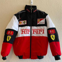 F1 เสื้อแจ็กเก็ตแขนยาว ผ้าฝ้าย ปักลาย Ferrari Team สไตล์เรโทร แฟชั่นฤดูใบไม้ร่วง ฤดูหนาว สําหรับแข่งรถจักรยานยนต์