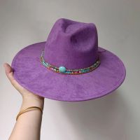 Suede Purple 10Cm Wide Brim Fedora Hat Mens And Womens Autumn/Winter Felt Jazz Hat Classic Suede Fedoras Chapeau Sombrero