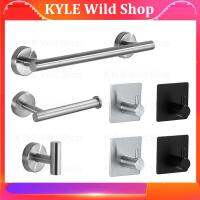 KYLE Wild Shop Silver Black Robe Hook Towel Rails Bar Rack Shelf Tissue Paper Holder Stainless Steel Bathroom Hardware Set drill Accessories