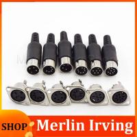 Merlin Irving Shop DIN Connector 3 4 5 6 7 8 Pin Core Male Female Power Plug Plastic Handle Mount Socket Hulled Panel Chassis Soldering