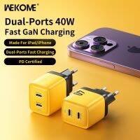 WEKOME เครื่องชาร์จ USB C 40W,QC3.0 PD ชาร์จเร็วพอร์ต C แบบพกพาสองประเภทอะแดปเตอร์สำหรับ Samsung Xiaomi iPhone